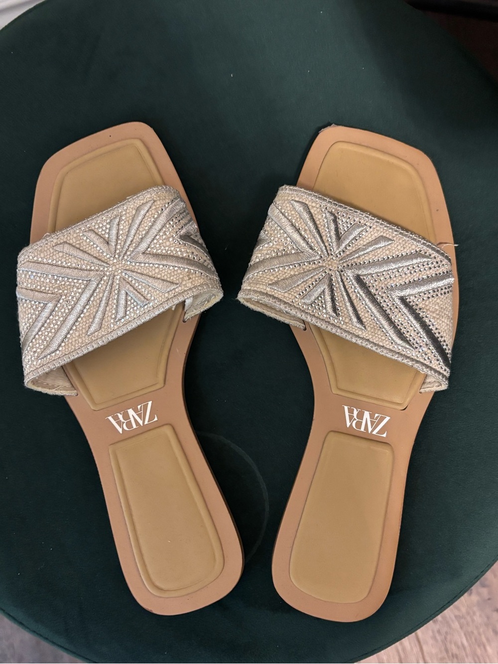 ZARA sparkly fabric Slide sandals/ flats
